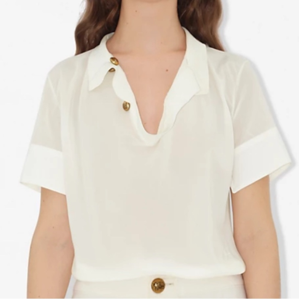 Burberry White Ruffled Blouse